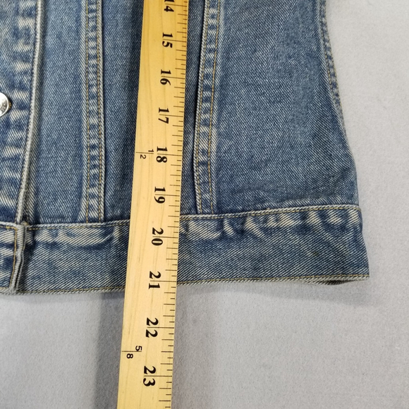 Old School Denim Jean Jacket Womens Size Small Blue Cotton 90s 80s Style - Picture 6 of 8
